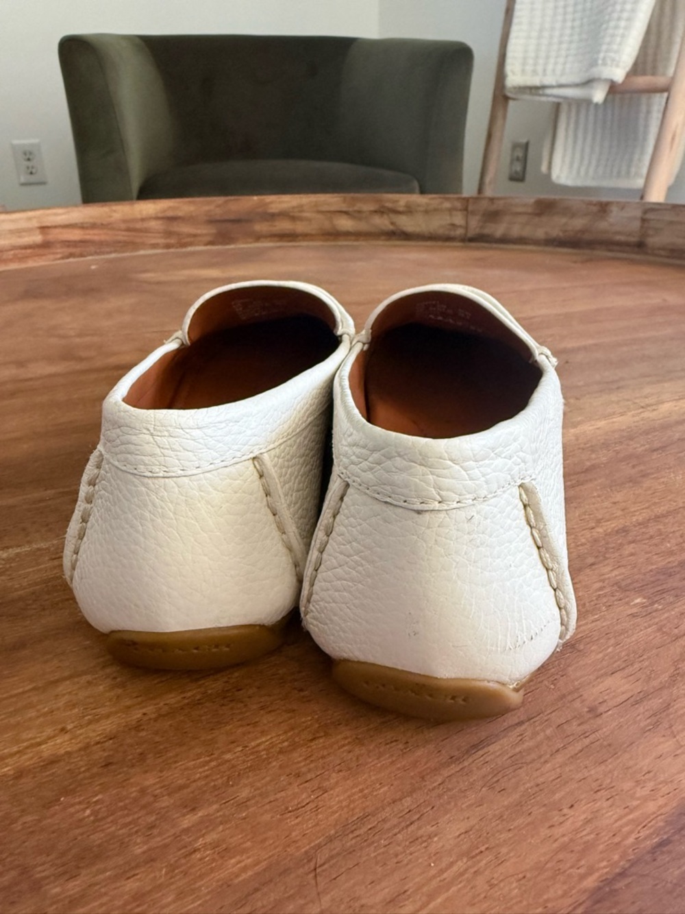 Women’s White Leather Horsebit Loafers - Picture 5 of 5